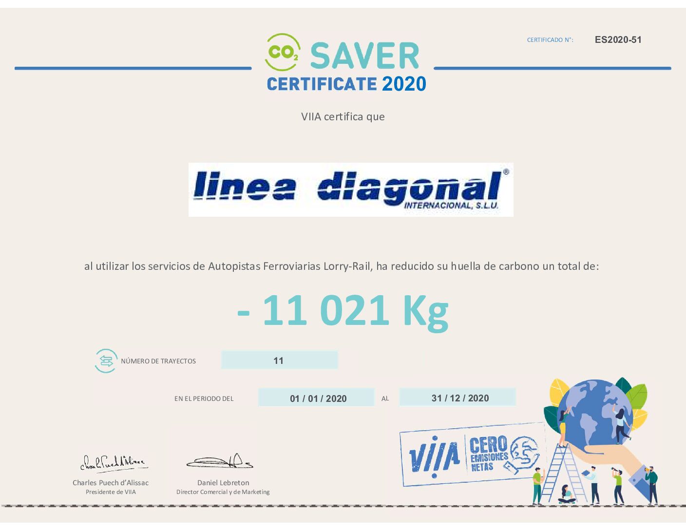 linea diagonal  contribuye con tráfico Intermodal a reducir CO2